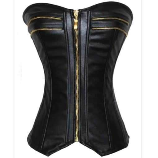 Faux Leather Overbust Waist Slimming Corset