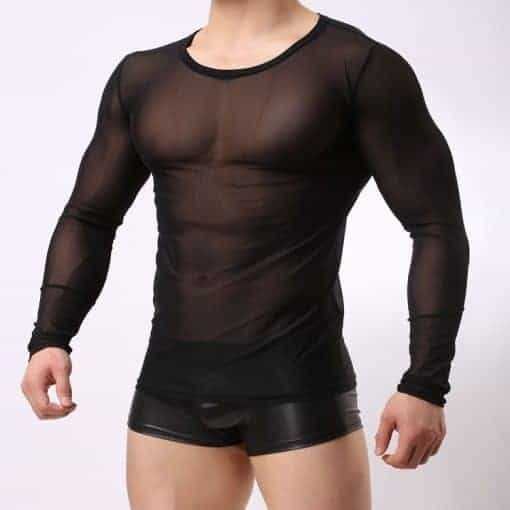 Transparent Male Long Sleeved Top