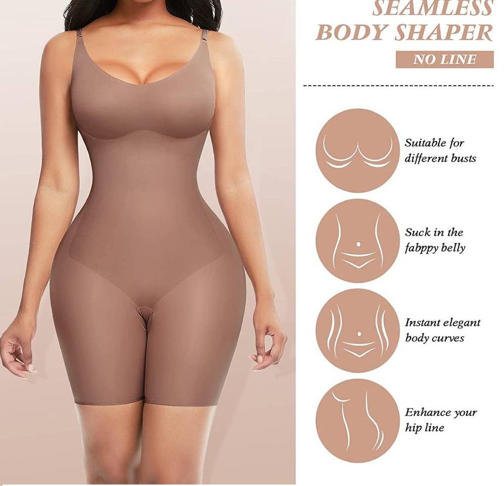 Shapewear For Women Tummy Control Slim Full Body Shaper Butt Lifter  Bodysuit Brown M-L