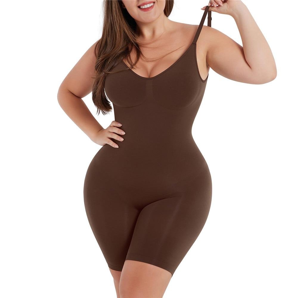 Women Shapewear Bodysuit Tummy Control Body Suit Thong Body Shaper Backless Body  Shaper Deep V Neck (Color : Coffee, Size : L) : : Fashion
